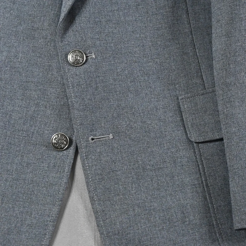 Vtg Mens 42R‎ Gray Silver Button Mens Blazer Suit Jacket Sport Coat